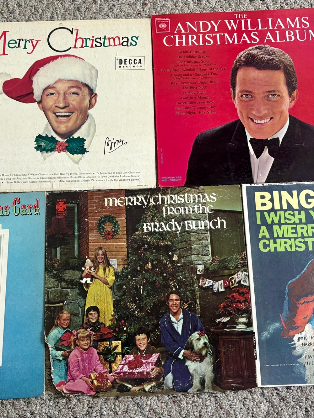 Lot Of 5 Vintage Christmas Vinyl Record LP Albums Low Grade Untested As Is